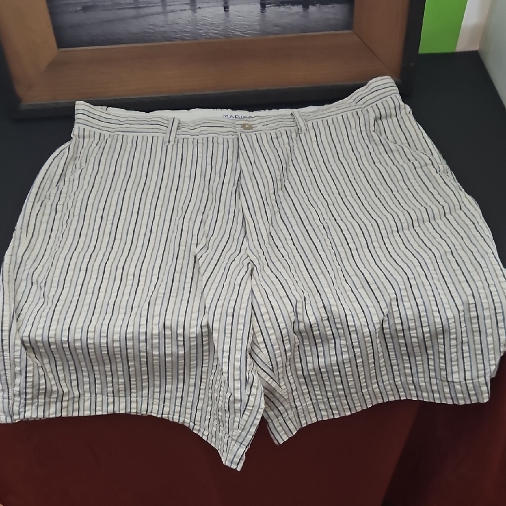 Madison Blue and White Striped Shorts